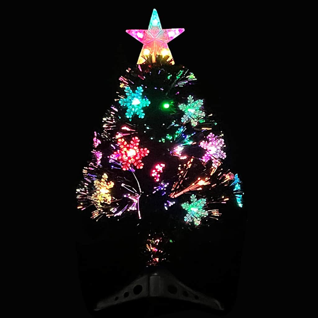 vidaXL Choinka ze śnieżynkami LED, czarna, 64 cm, światłowodowa