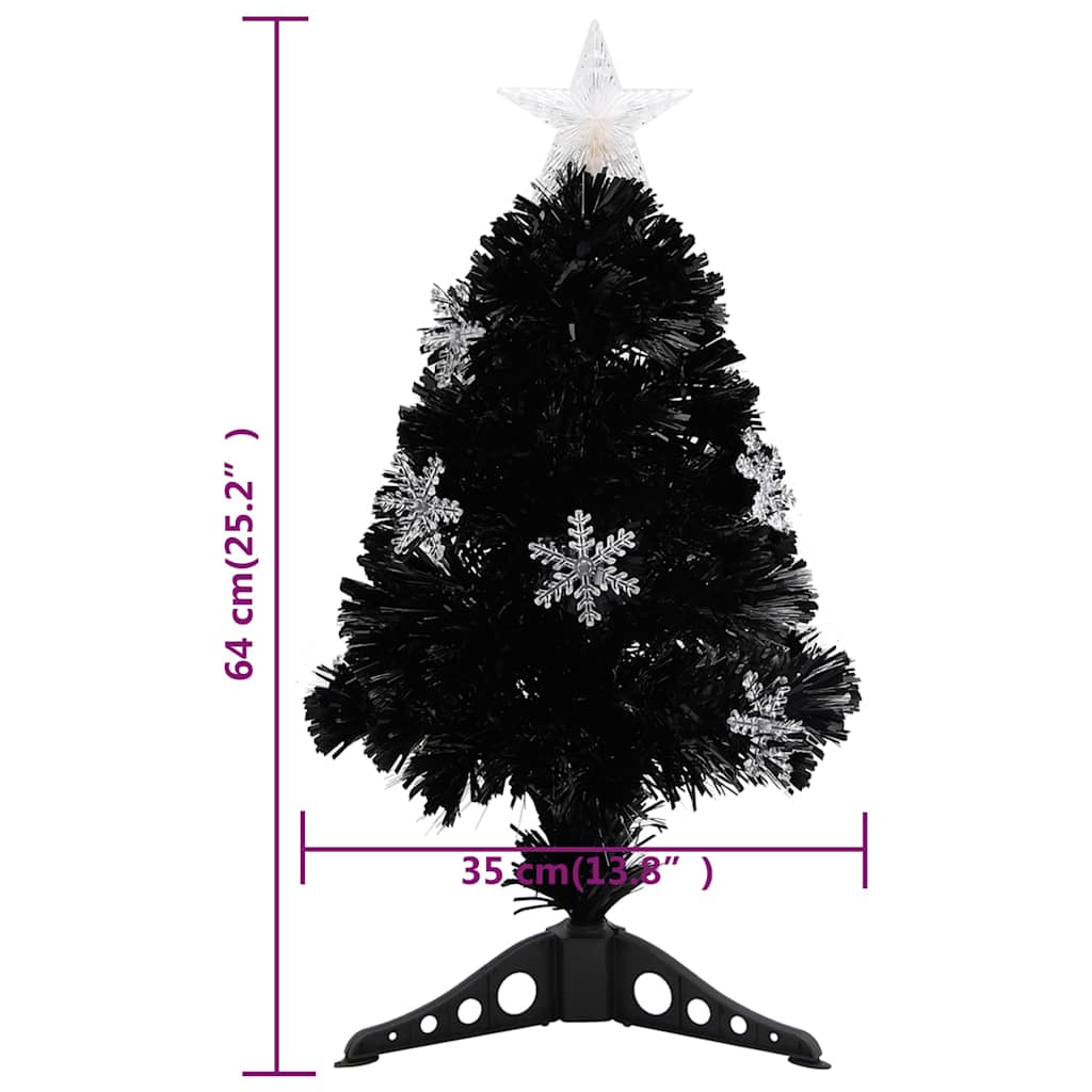 vidaXL Choinka ze śnieżynkami LED, czarna, 64 cm, światłowodowa