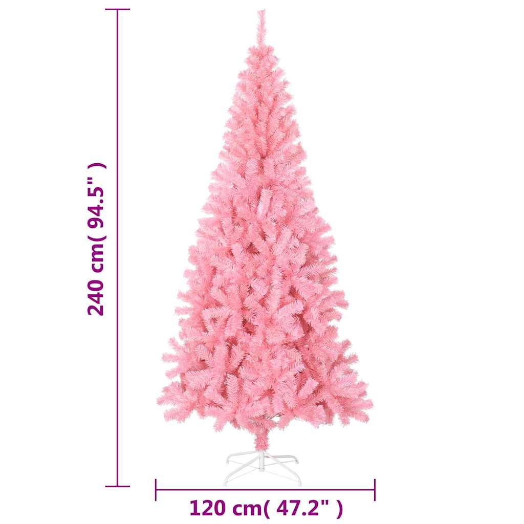 vidaXL Sztuczna choinka ze stojakiem, różowa, 240 cm, PVC