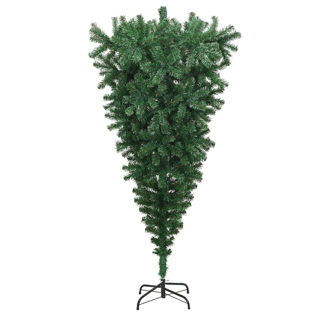 vidaXL Odwrócona, sztuczna choinka ze stojakiem, zielona, 180 cm