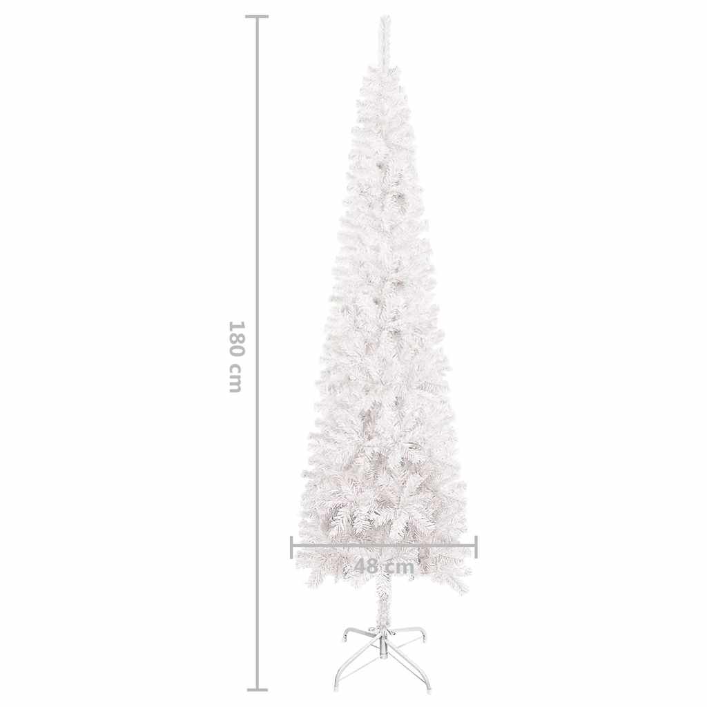 vidaXL Smukła choinka, biała, 180 cm
