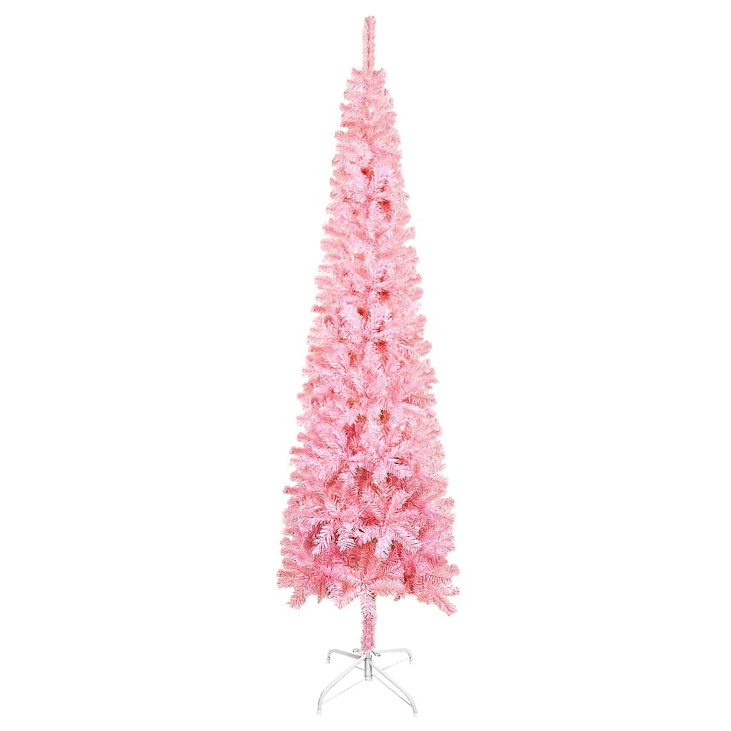 vidaXL Smukła choinka, różowa, 120 cm