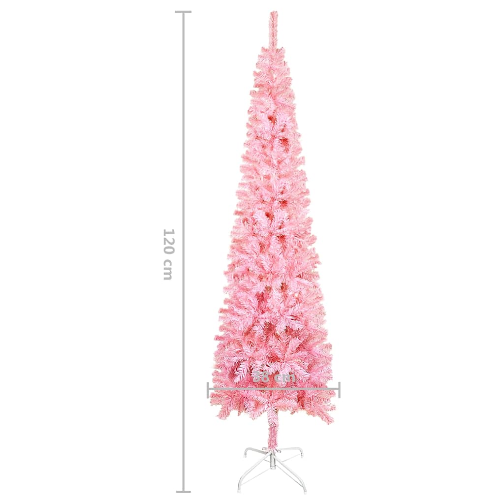 vidaXL Smukła choinka, różowa, 120 cm