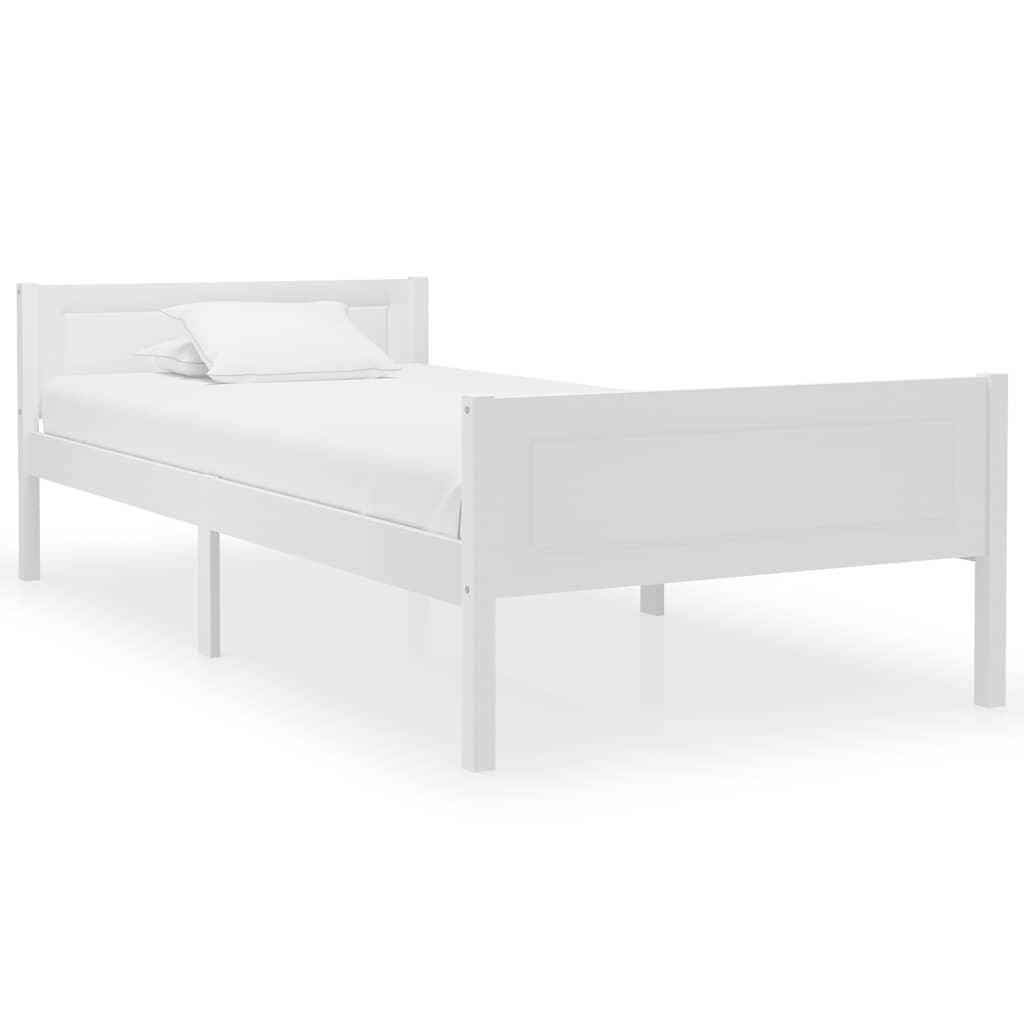 vidaXL Rama łóżka z litego drewna sosnowego, biała, 90 x 200 cm