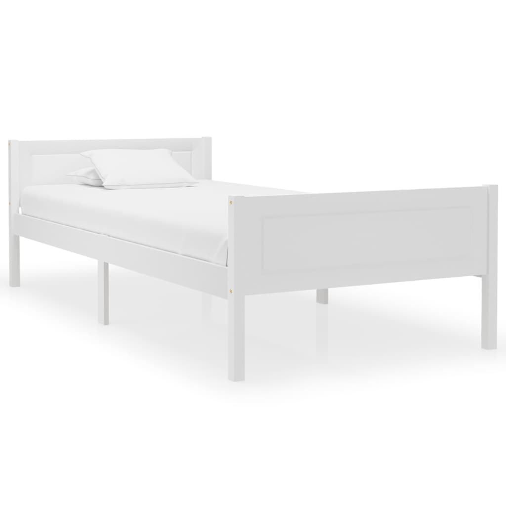 vidaXL Rama łóżka z litego drewna sosnowego, biała, 100 x 200 cm