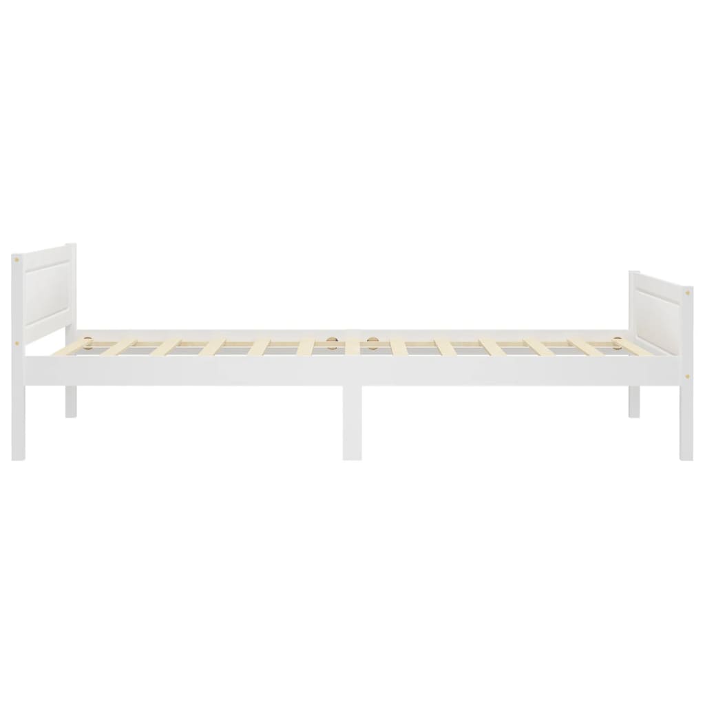 vidaXL Rama łóżka z litego drewna sosnowego, biała, 100 x 200 cm