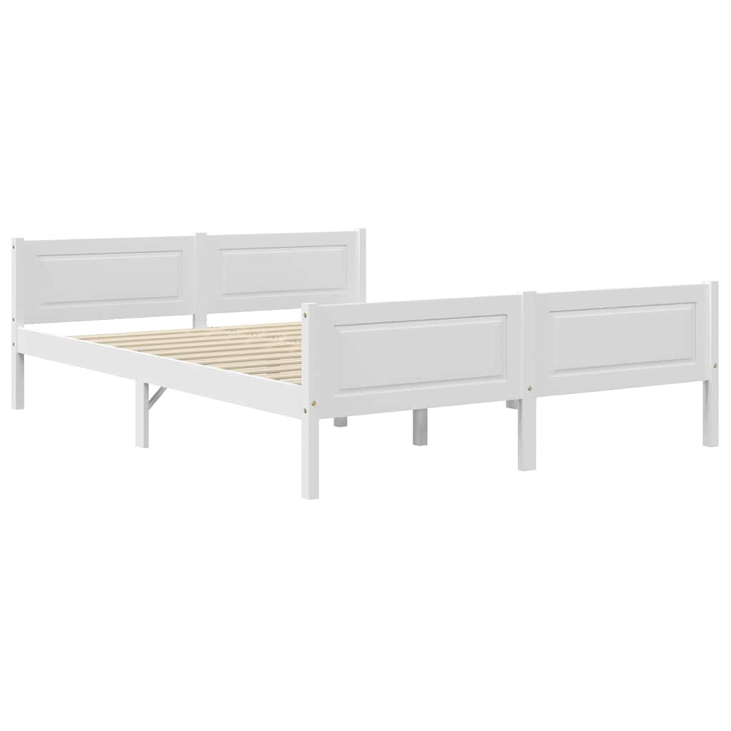 vidaXL Rama łóżka z litego drewna sosnowego, biała, 140 x 200 cm