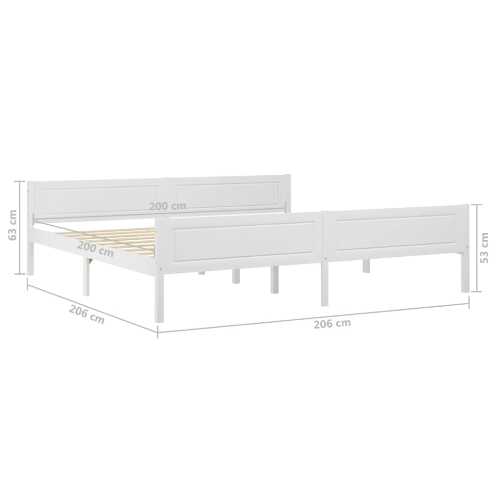 vidaXL Rama łóżka z litego drewna sosnowego, biała, 200 x 200 cm