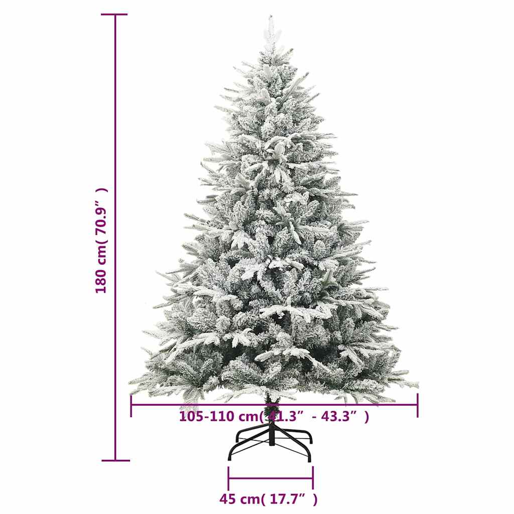 vidaXL Sztuczna choinka pokryta śniegiem, zielona, 180 cm, PVC i PE