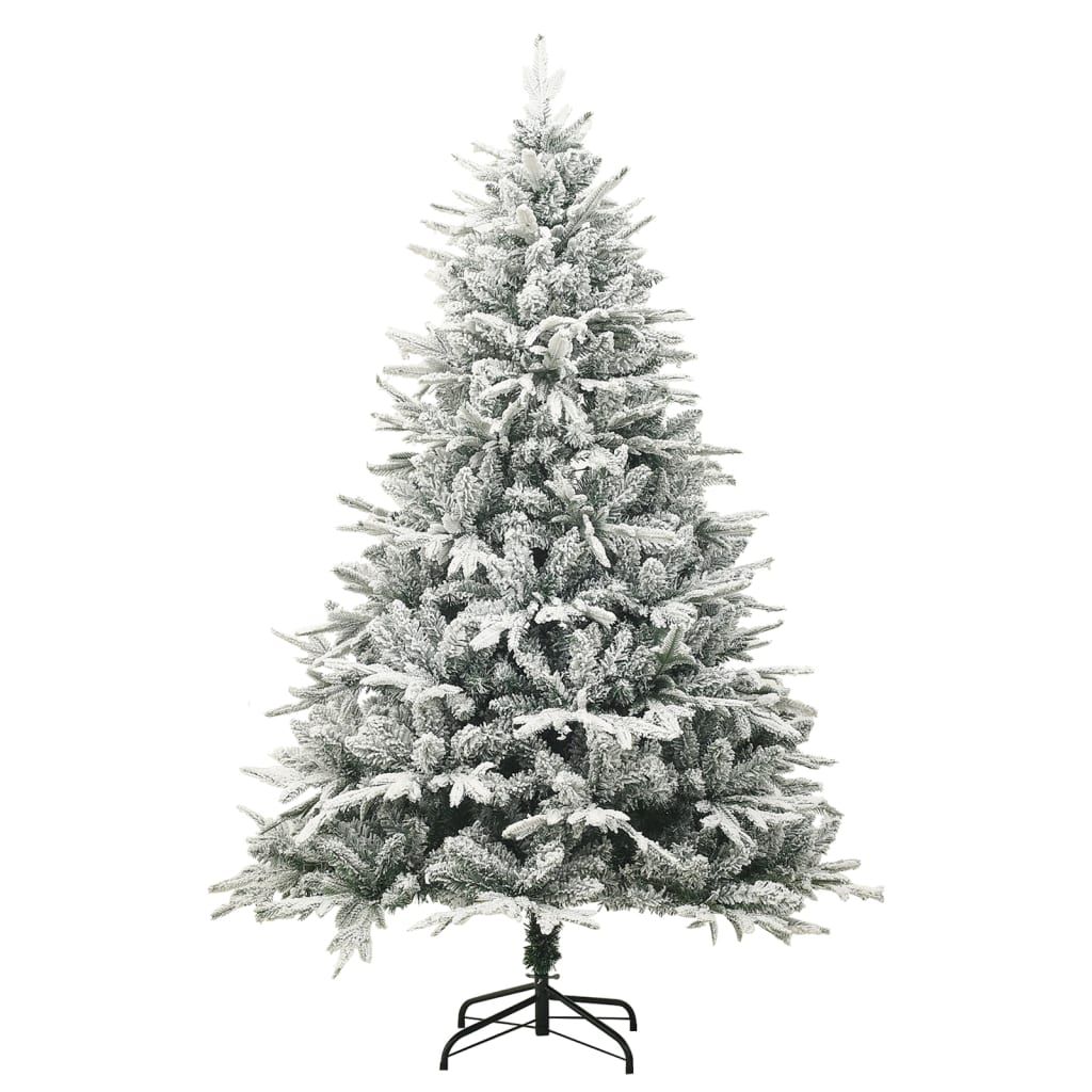 vidaXL Sztuczna choinka pokryta śniegiem, zielona, 210 cm, PVC i PE