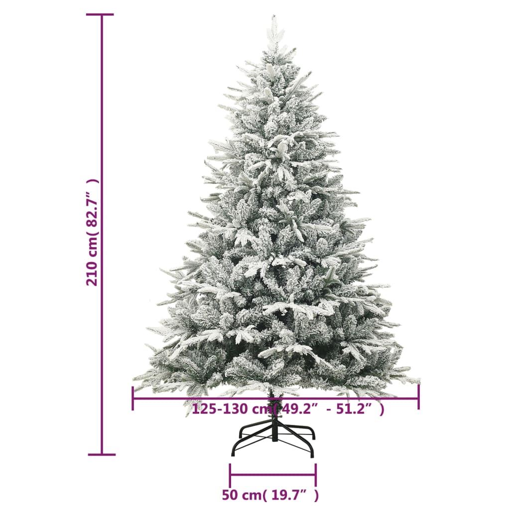 vidaXL Sztuczna choinka pokryta śniegiem, zielona, 210 cm, PVC i PE