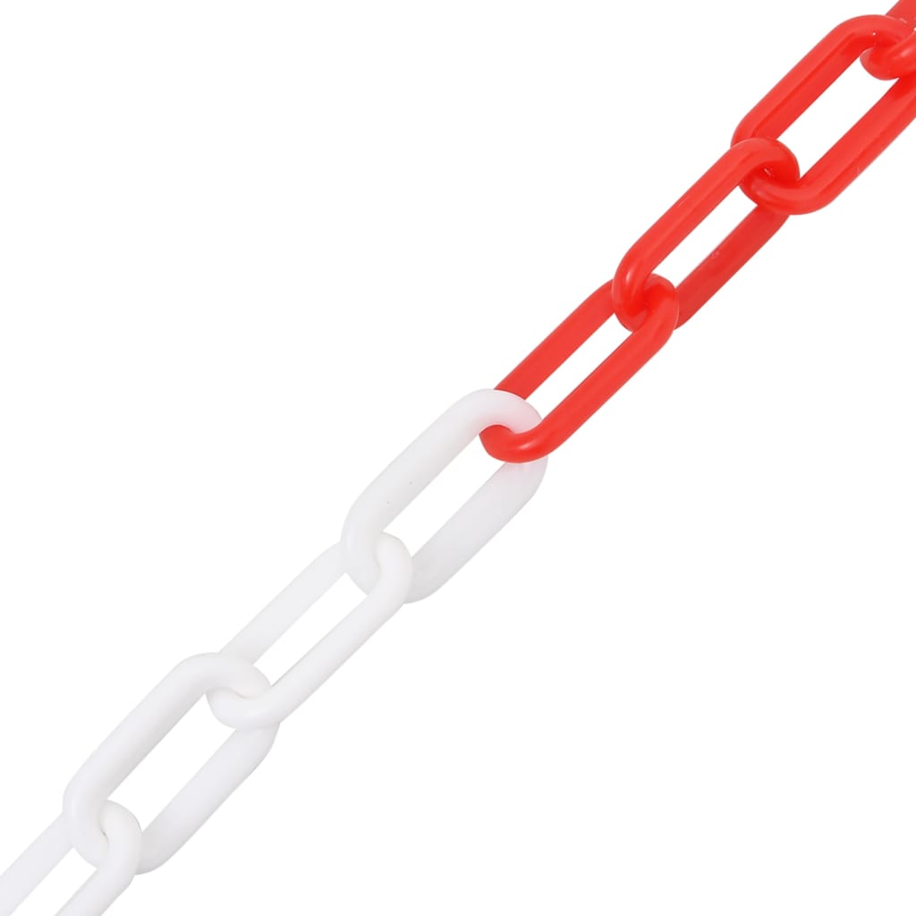 vidaXL Łańcuch ostrzegawczy, czerwono-biały, 100 m, Ø4 mm, plastikowy