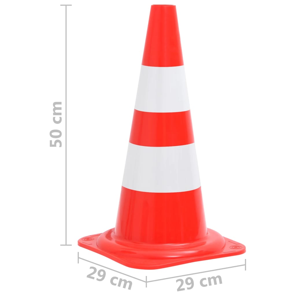 vidaXL Odblaskowe pachołki drogowe, 20 szt., czerwono-białe, 50 cm
