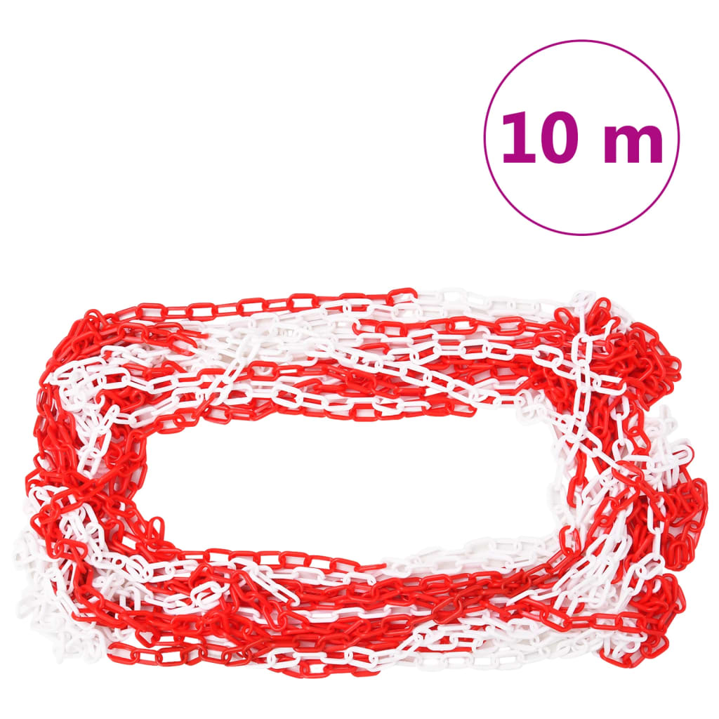vidaXL Zestaw słupków z 10-metrowym, plastikowym łańcuchem