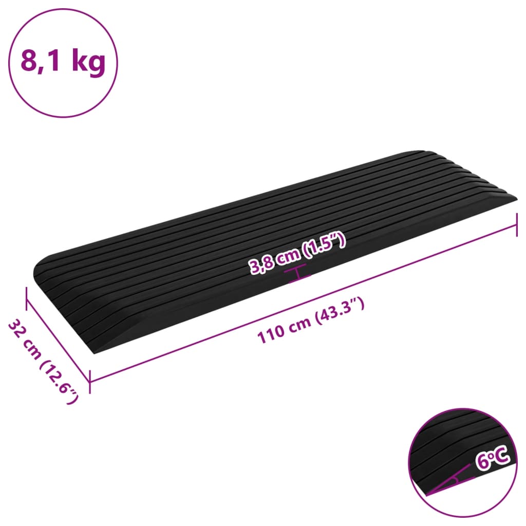 vidaXL Rampa progowa, 110x32x3,8 cm, gumowa