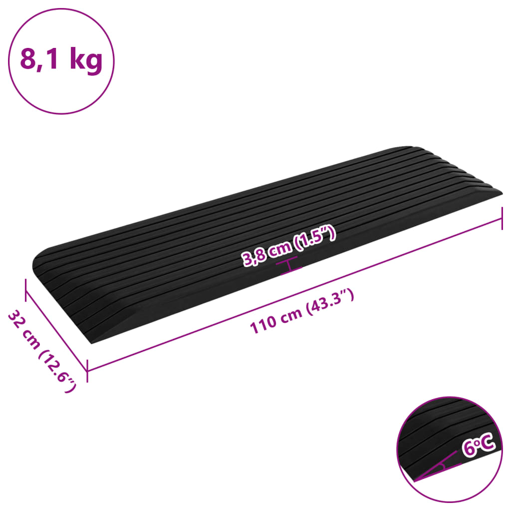 vidaXL Rampy progowe, 2 szt., 110x32x3,8 cm, gumowe