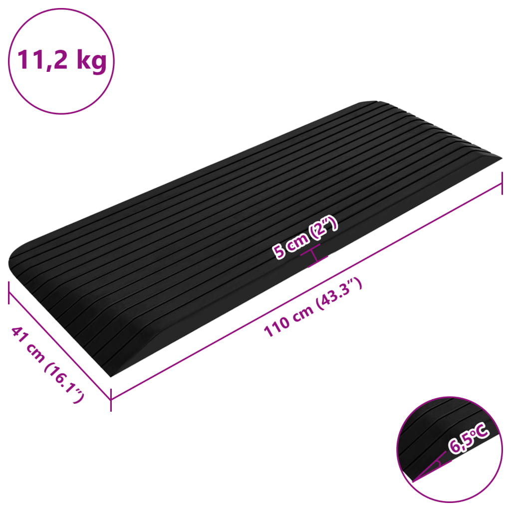 vidaXL Rampy progowe, 2 szt., 110x41x5 cm, gumowe