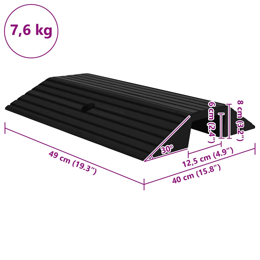 vidaXL Progowy mostek przejazdowy, 49x40x8 cm, gumowy