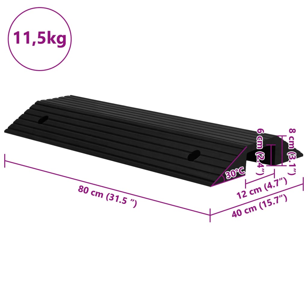 vidaXL Progowy mostek przejazdowy, 80x40x8 cm, gumowy