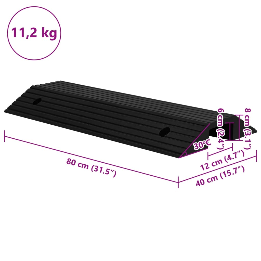 vidaXL Progowe mostki przejazdowe, 2 szt., 80x40x8 cm, gumowe