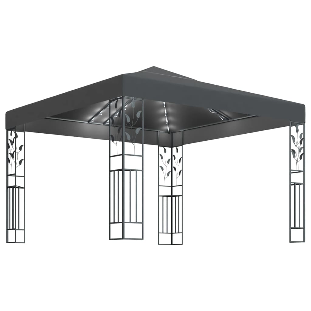 vidaXL Altana ze sznurem lampek LED, 3x3 m, antracytowa