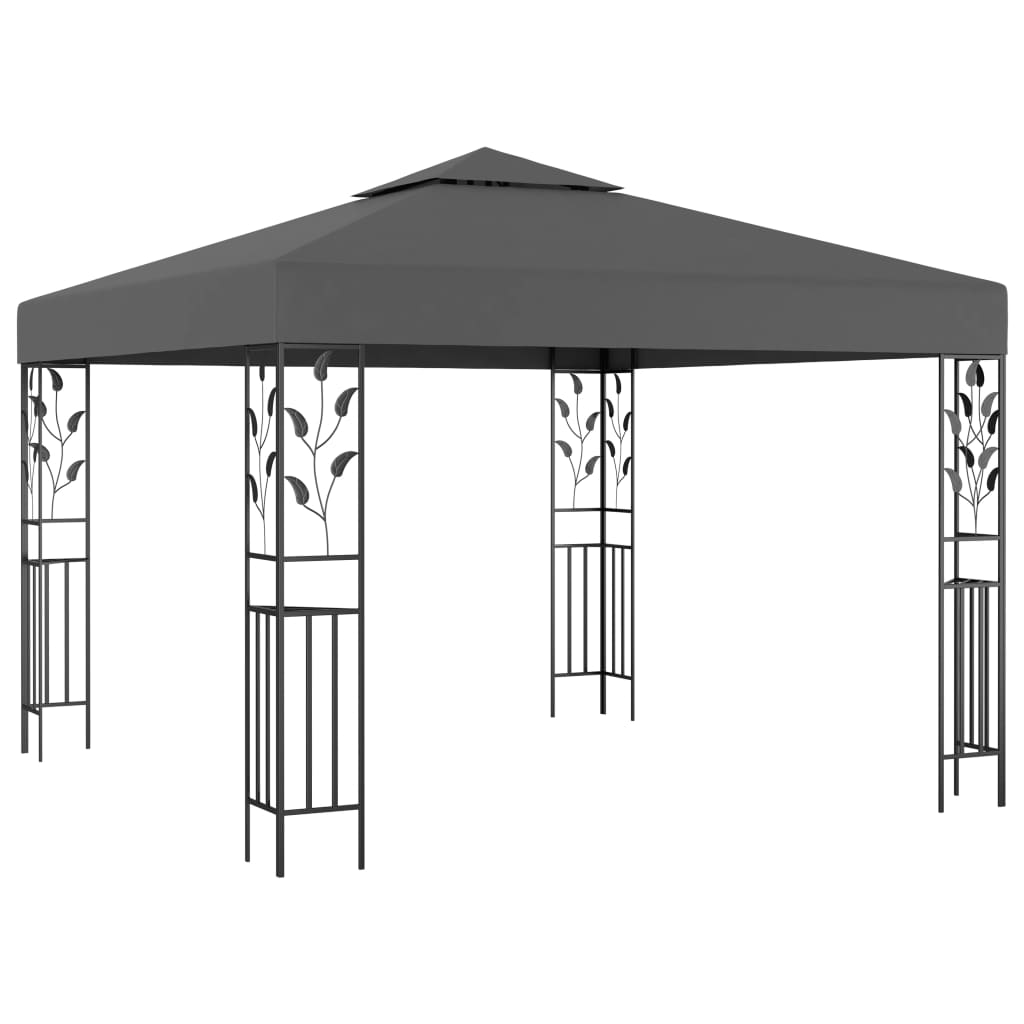 vidaXL Altana ze sznurem lampek LED, 3x3 m, antracytowa