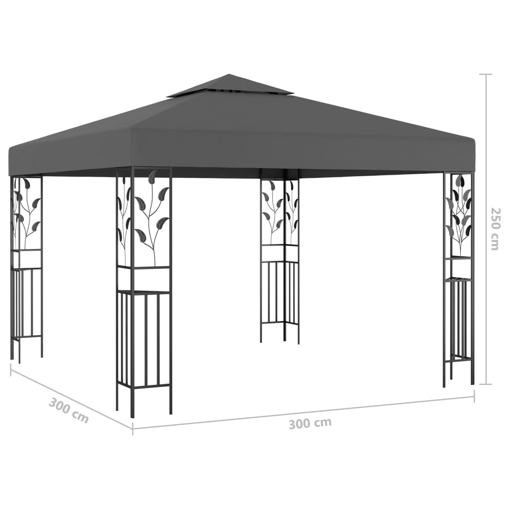vidaXL Altana ze sznurem lampek LED, 3x3 m, antracytowa