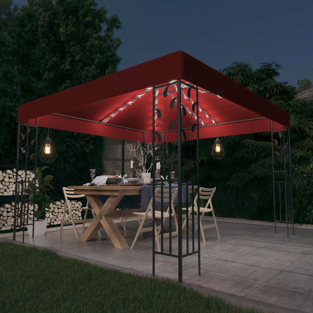 vidaXL Altana ze sznurem lampek LED, 3x3 m, winna czerwień