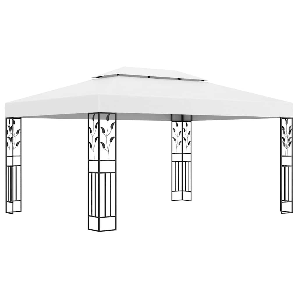 vidaXL Altana z podwójnym dachem i sznurem lampek LED, 3x4 m, biała