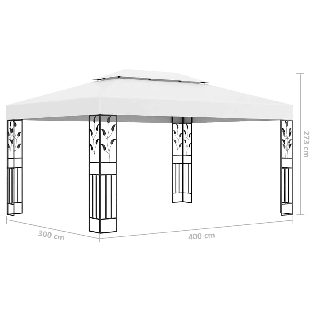 vidaXL Altana z podwójnym dachem i sznurem lampek LED, 3x4 m, biała