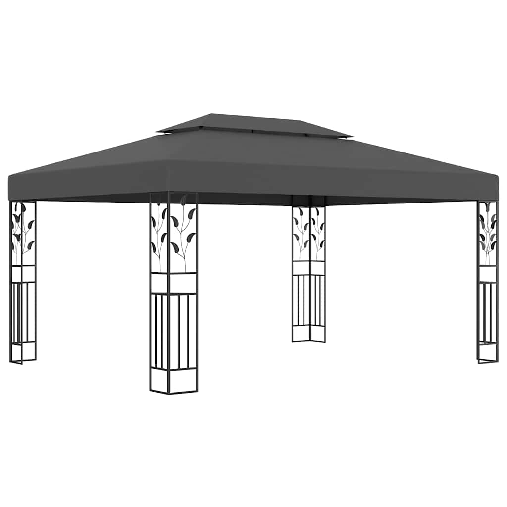 vidaXL Altana z podwójnym dachem i sznurem lampek LED, 3x4 m, antracyt