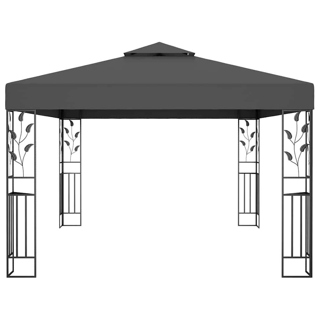vidaXL Altana z podwójnym dachem i sznurem lampek LED, 3x4 m, antracyt