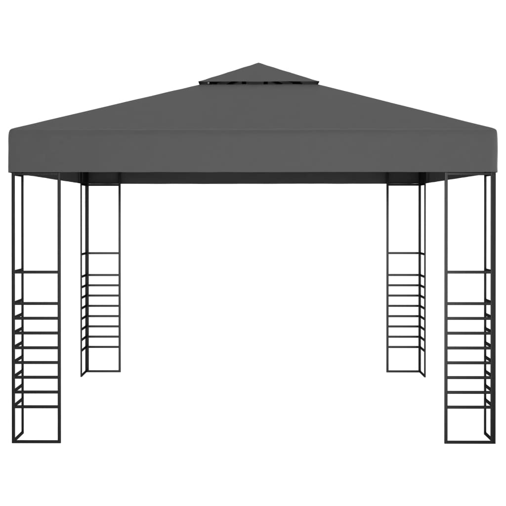 vidaXL Altana ze sznurem lampek LED, 3x3 m, antracytowa