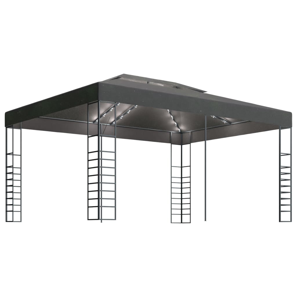 vidaXL Altana ze sznurem lampek LED, 3x4 m, antracytowa