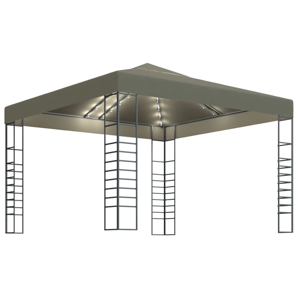 vidaXL Altana ze sznurem lampekLED, 3x3 m, taupe