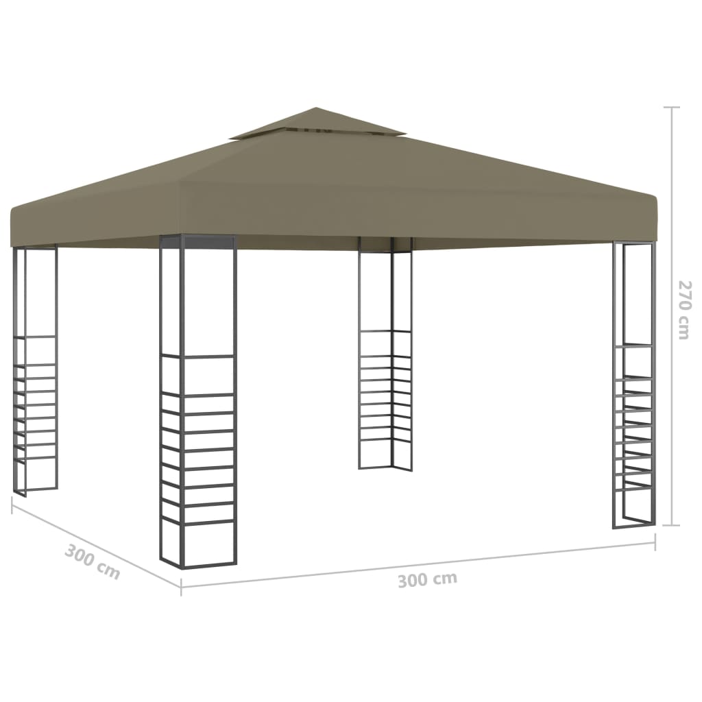 vidaXL Altana ze sznurem lampekLED, 3x3 m, taupe