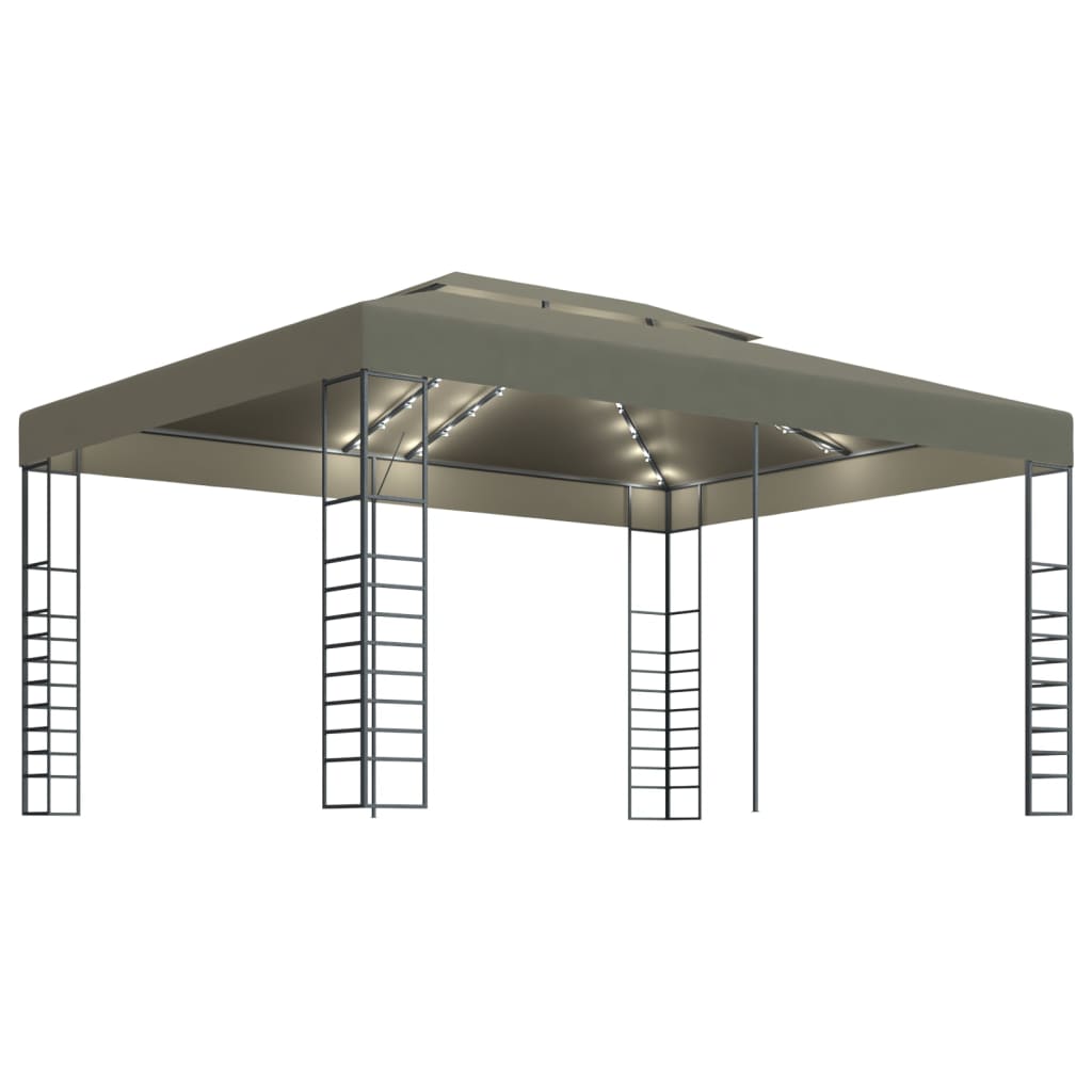 vidaXL Altana ze sznurem lampek LED, 3x4 m, kolor taupe