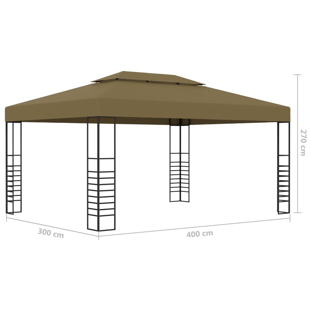 vidaXL Altana ze sznurem lampek LED, 3x4 m, kolor taupe