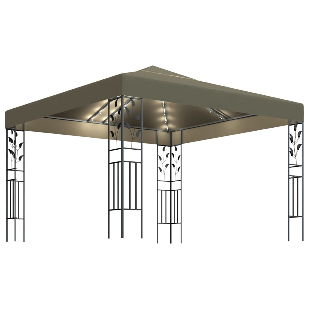 vidaXL Altana ze sznurem lampek LED, 3x3 m, kolor taupe