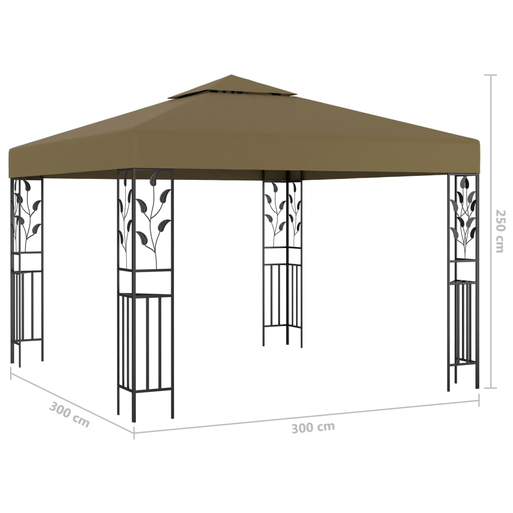 vidaXL Altana ze sznurem lampek LED, 3x3 m, kolor taupe