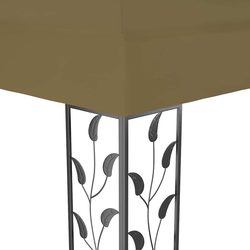 vidaXL Altana z podwójnym dachem i sznurem lampek LED, 3x4 m, taupe