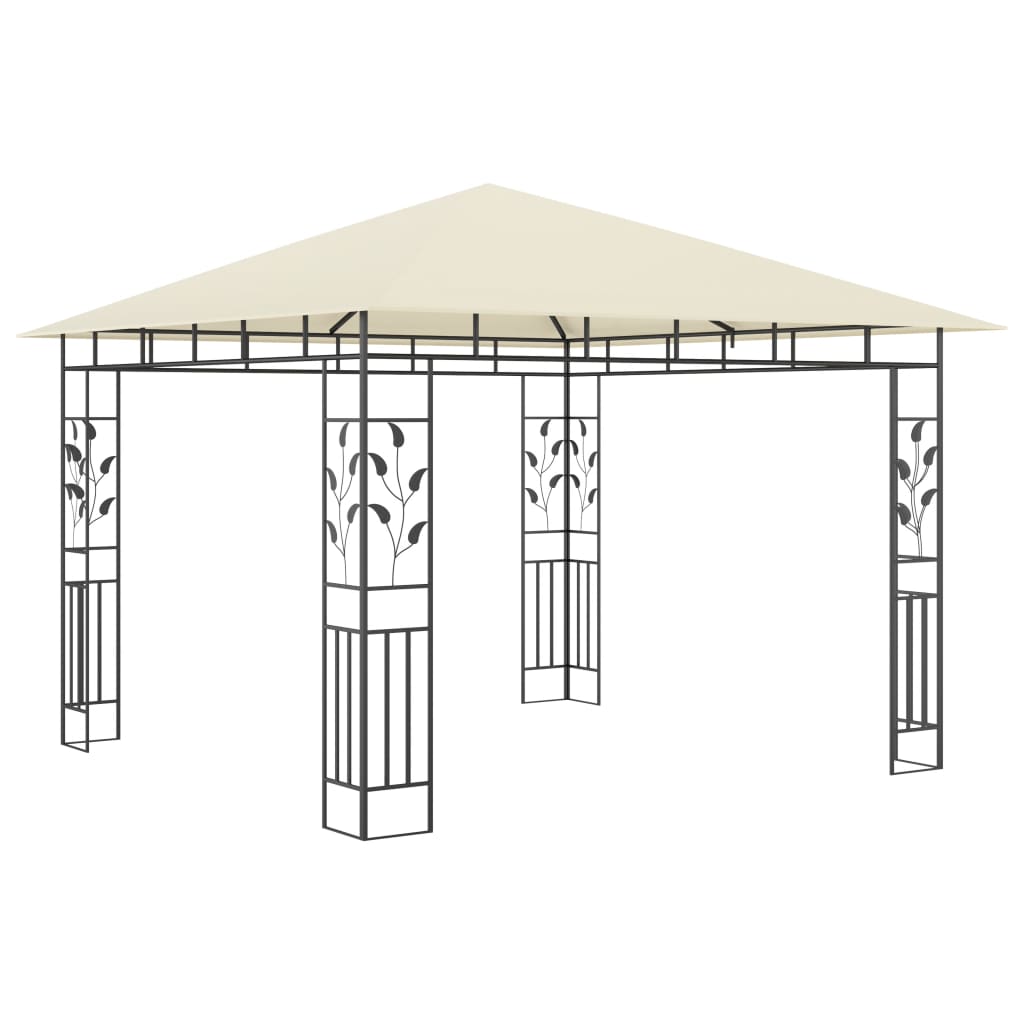 vidaXL Altana z moskitierą i sznurem lampek LED, 3x3x2,73 cm, kremowa
