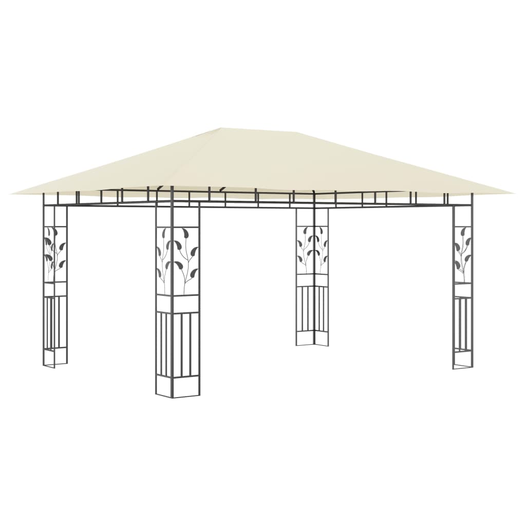 vidaXL Altana z moskitierą i sznurem lampek LED, 4x3x2,73 cm, kremowa