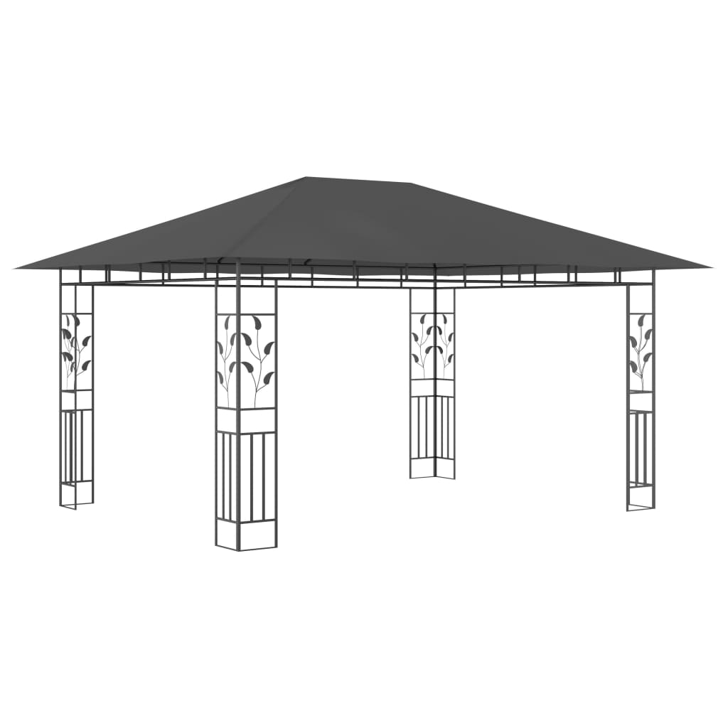 vidaXL Altana z moskitierą i sznurem lampek LED, 4x3x2,73 cm, antracyt