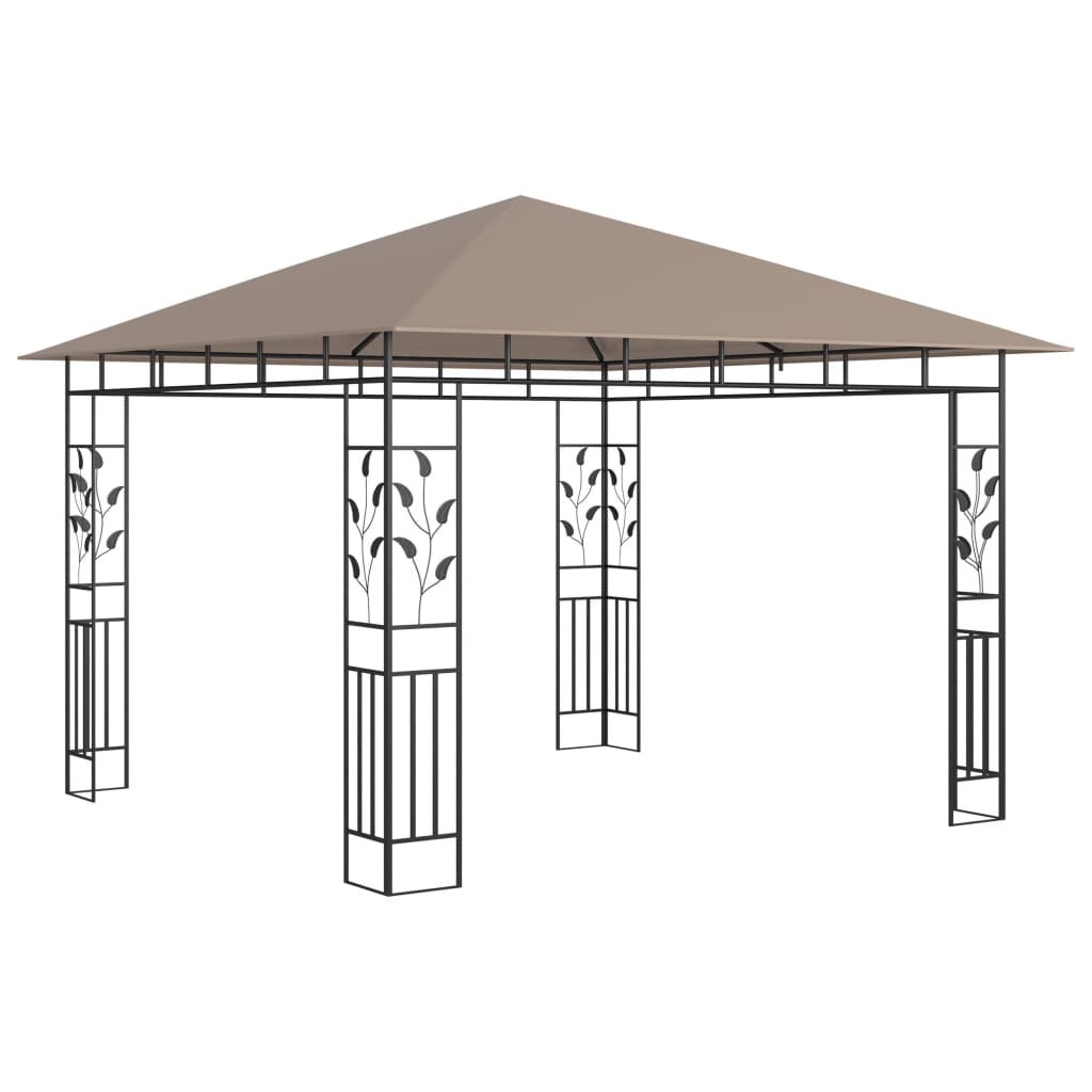 vidaXL Altana z moskitierą i sznurem lampek LED, 3x3x2,73 cm, taupe