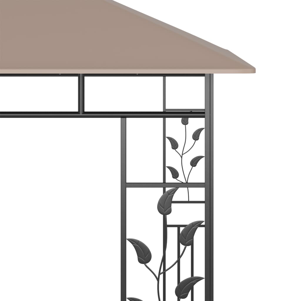 vidaXL Altana z moskitierą i sznurem lampek LED, 3x3x2,73 cm, taupe