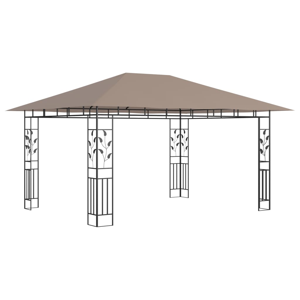 vidaXL Altana z moskitierą i sznurem lampek LED, 4x3x2,73 cm, taupe