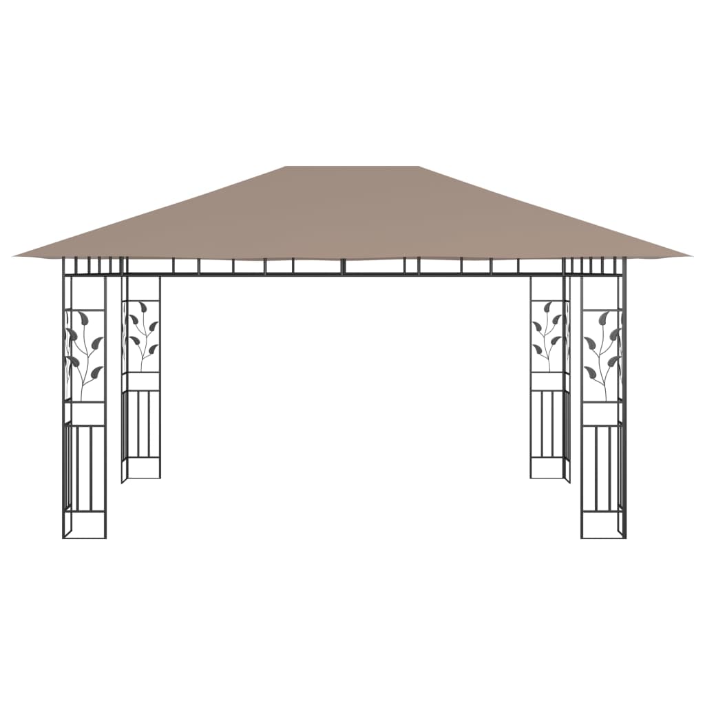 vidaXL Altana z moskitierą i sznurem lampek LED, 4x3x2,73 cm, taupe