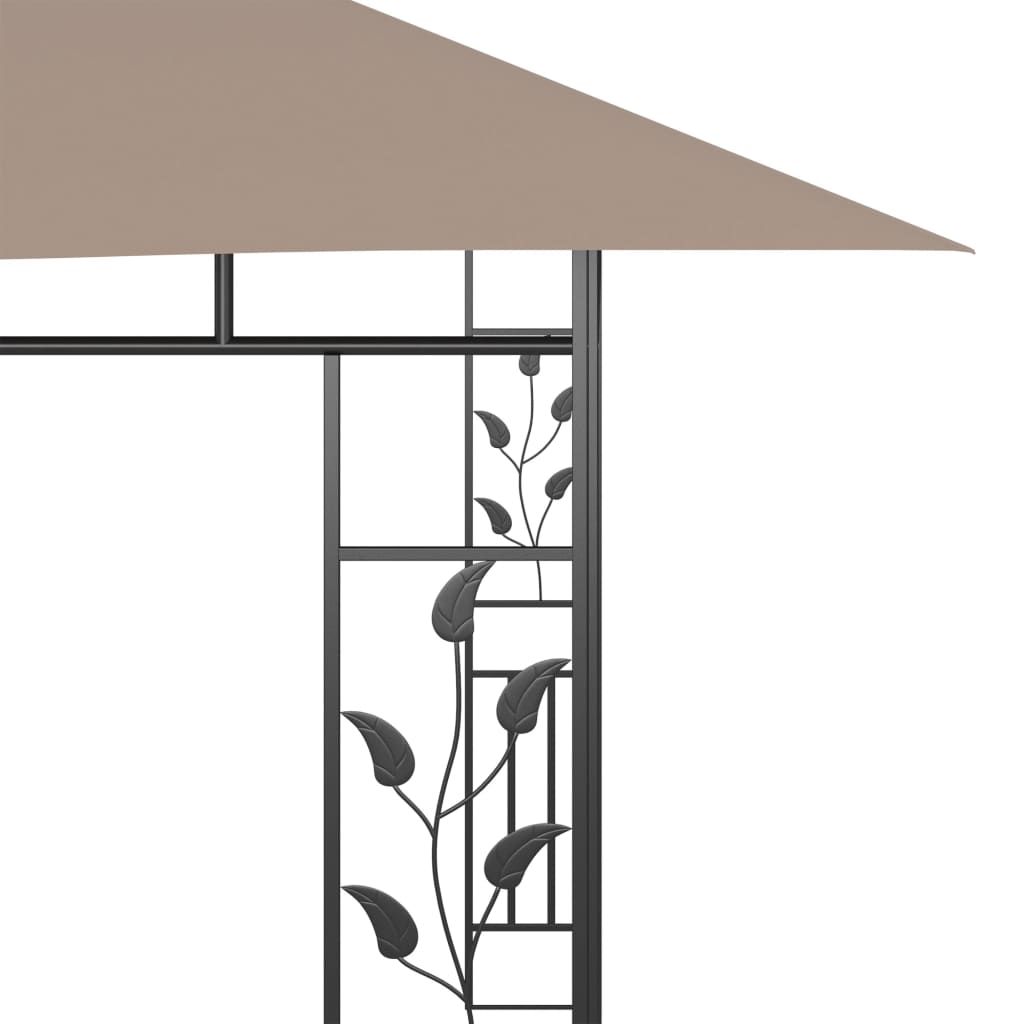vidaXL Altana z moskitierą i sznurem lampek LED, 4x3x2,73 cm, taupe