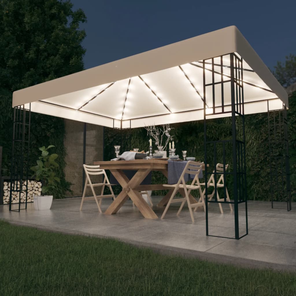 vidaXL Altana ze sznurem lampek LED, 3x4 m, kremowa